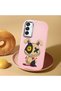 Samsung Galaxy M15 Compatible Case Camera Protector Pink Silicone Couple Phone Case Character Patterned - 2