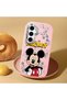 Samsung Galaxy S25 Compatible Case Camera Protector Pink Silicone Couple Phone Case with Character Pattern - 2