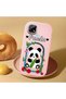 Realme C21 Compatible Case Camera Protector Pink Silicone Couple Phone Case Panda Pattern - 2