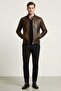 Nolan Vintage Leather Judge Collar Genuine Leather Men's Coat - 4
