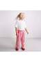 Girl's Pink and White Striped Wide-Leg Pants with Elastic Waist