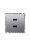 ÎNCĂRCĂTOR USB CU DOUĂ PRIZE SIMON BASIC INOX - 2