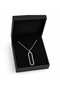 Silver Color Men's Necklace with Black Geometric Plate Design - 3