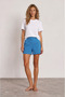 Women's High Waist Shorts Skirt with Side Pockets Woven Tongue Fabric Barrel Wide Leg Mini Shorts - 5