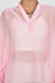 Women's Asymmetrical Cut Oversize Transparent Powder Blouse - 2