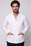 Men's Shirt Collar Long Sleeve Snap Fastener Jacket Oversized White Alpaca Fabric Doctor and Teacher Coat