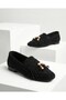 Bead Loafer Women's Black Tasseled Beaded Detailed Suede Ballerina Shoes - 5