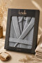 La Notte Cotton Knit Hooded Bathrobe XL Gray - 3