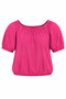 Girl's Boat Neck Elastic Short Sleeve Cotton Blouse - 2
