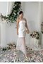 Women's White Strapless Lace Detailed Slim Fit Long Evening Dress - 6