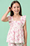 Printed Top with Square Neck and Flutter Sleeves