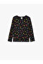 Heart Patterned Long Sleeve Cotton Crew Neck T-Shirt - 5