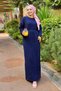 Openwork Undergarment Double Knitwear Dress Navy Blue - 4