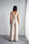 Women's Beige Stone Button Detailed Corset Vest Double Set Nh265844 - 7