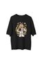 Women's Oversize Space Astronaut Monkey Coffee Printed Short Sleeve T-Shirt Relaxed Fit Casual Modern Stylish - 2