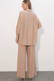 Women's Textured Shirt and Trousers Two-Piece Set 6710 - A.Beige - 6