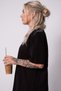 Women's Oversize T-Shirt Caffè Therapy Printed Black – Crew Neck, Comfortable Fit, 100% Cotton - 3