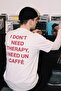 Men's Oversize T-Shirt Caffè Therapy Printed White – Crew Neck, Comfortable Fit, 100% Cotton