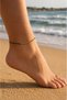 Gold Beaded Emerald Green Rope Minimal Anklet - 2