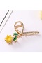 Yellow Color Enameled Lily Flower Metal Clasp Buckle - 3