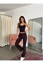 Strappy Blouse and Pants Set - Brown - 3