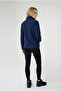 Women's Navy Blue Comfortable Fit Full Zipper Thick Outdoor Fleece Jacket with Front Pockets - 6