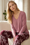 Dried Rose Patterned Cotton Lycra Knitted Pajama Set26240335