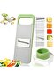 Multifunctional vegetable slicer with five adjustable speeds, suitable for onions, potatoes, and green vegetables.