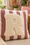 Punch Embroidered Throw Pillow Cover - 43*43 cm - Mocha Letter R - Pnk001 - 2