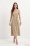 Crew Neck Waist Tie Dress 8662A Mink - 2