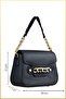 Lia Women's Hand and Shoulder Bag with Chain Buckle Accessories - Black - 2