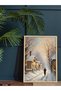 Lonely Man on a Snowy Road Single Piece Wooden Framed Painting - 3