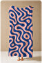 Psychedelic Navy Blue Pink Wavy Line Patterned 70X150 Beach Towel - Digital Printed Bath Towel - 2