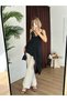 Women's Black Strappy V-Neck Asymmetrical Cut Dress with Tie Detail - 3
