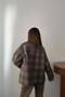 Women's Brown Plaid Decorated Shirt Collar Lined Oversize Jacket with Zipper Pockets - 6