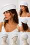 Betty Bands Women's White Scallop Embroidered Sailor Sailor Hat Summer Hat - 7
