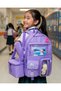 A+ Quality Korean Model Purple Girls Primary School Orthopedic Teddy Bear 3-Piece Bag Set 5 Compartments Water Bottle Foil Lunch Box Pencil Holder Set 682