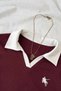 Olos Bordo Premium Polo Collar Ribbed Lycra Embroidered Drawstring Long Sleeve Blouse - 2