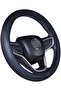 Microfiber Leather Car Medium Steering Wheel Cover (14.5''-15'',Black Dark Blue)