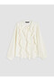 Lcw Modest Ecru Tie-Neck Ruffle Blouse - 5