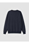 Navy Blue Boston Embroidered Oversize Women's Sweatshirt - 3