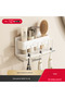 No Drill Wall Mount Toothbrush Holder, Aluminum Bathroom Toothpaste Cup Organizer Rack, Light Luxury Bathroom Storage Shelf with Ventilated Drying Slots for Electric Toothbrush - 3