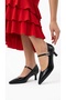 Elnox Women's Black Mary Jane Heeled Shoes with Buckle and Pointed Toe, Stylish Classic Shoes - 3