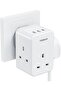 محول شاحن كهربائي SA، مقبس تمديد ثلاثي المنافذ مع 3 منافذ (2 USB A و 1 USB C) للشحن