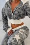 Culture Gray Camouflage Pattern Zippered Kangaroo Pocket Hooded Embroidered Premium Lace-Up Baggy Tracksuit Set - 2