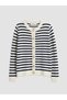 Crew Neck Striped Women's Knitwear Cardigan (W6) - 5