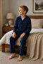 Plaid Pattern Long Sleeve Shirt Collar Buttoned Boys' Pajama Set - 3