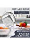 E-far 3 Pack Colander for Kitchen, Square Stainless Steel Metal Strainer Colander with Handle for Dr - 3