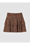 Lcw Vision Ecru Elastic Waist Patterned Layered Mini Skirt with Shorts - 5