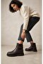 2452611K Women's Genuine Leather Thick Sole Buckle Zipper Boots - 3